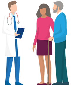 Lekar razgovara sa parom pacijenata