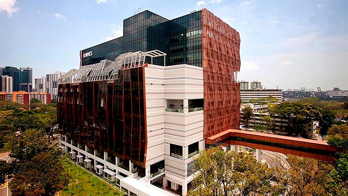 a building with a glass wall