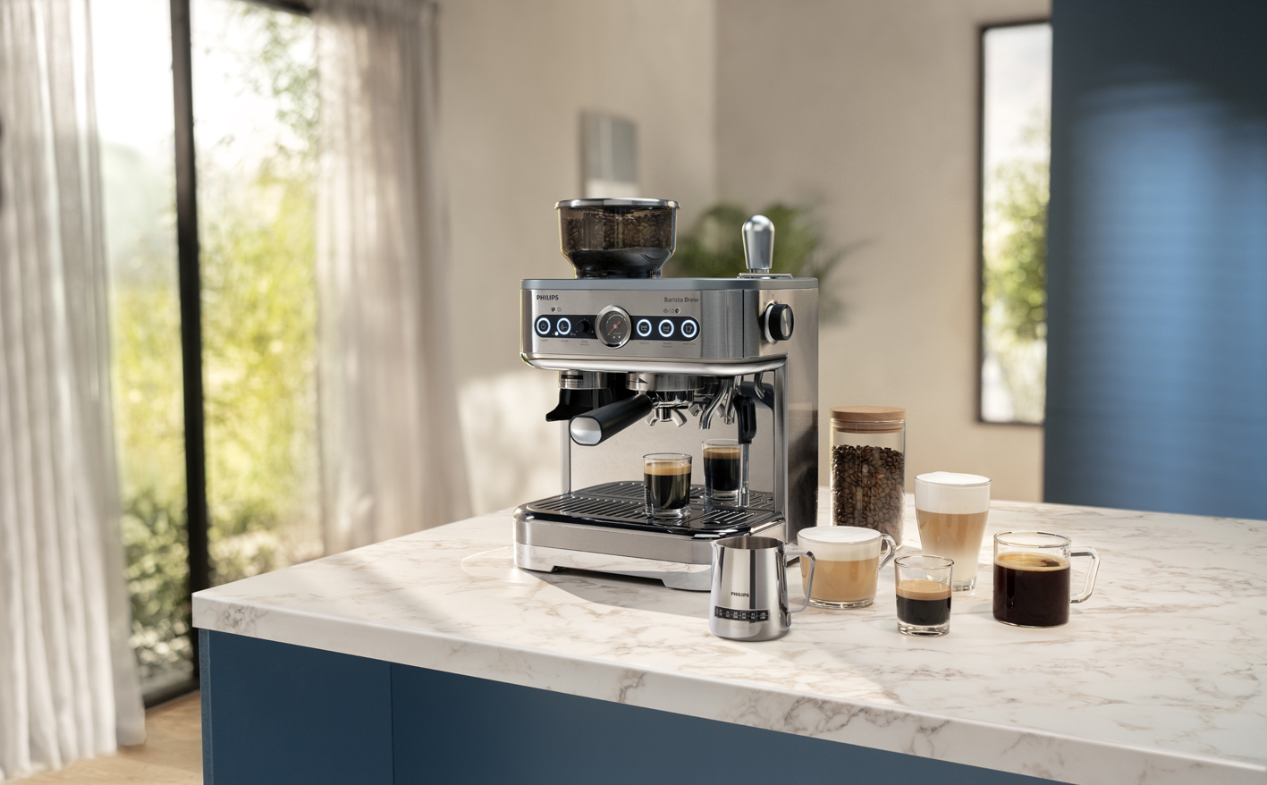 Philips Barista Brew sa raznim napicima od kafe