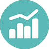Graph icon to represent increase in exams with advanced imaging modalities