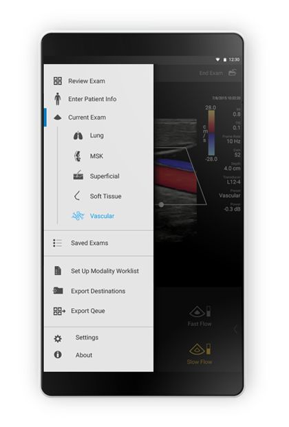 Quick access side menu tablet